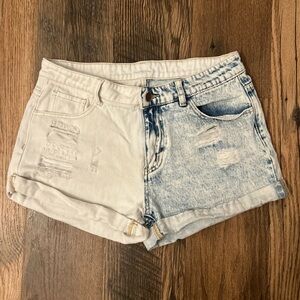 Color Block Jean Shorts